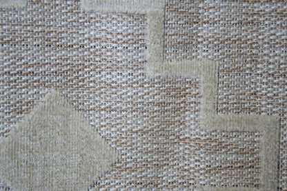 Alfombra De Salón Shaggy Efecto Yute Motivos Étnicos Blanco Y Beige 150x200cm- Decoración- Mobiliario Doméstico_1