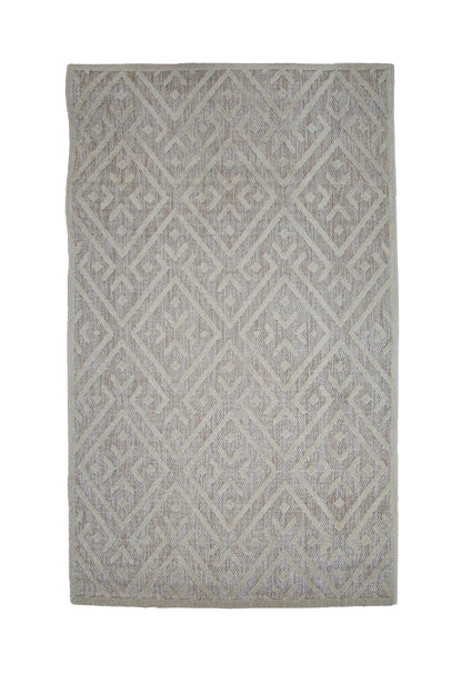 Alfombra Escandinava Para Salón, Habitación Con Pelo De Yute, Motivos Étnicos Blanco Y Beige 100x150cm - Decoración - Mobiliario Doméstico_0