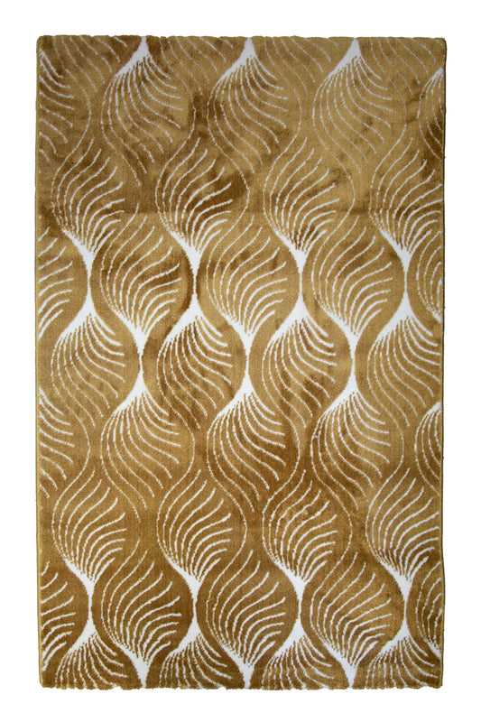 Alfombra Salón Pelo Suave Motivos Geométricos Oro Amarillo Ocre Blanco 150x200cm- Decoración- Mobiliario Doméstico_0