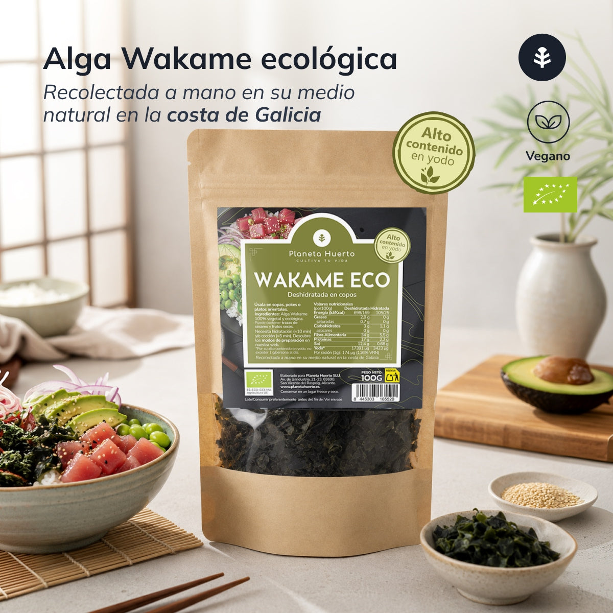 Alga Wakame copos ECO Planeta Huerto 100 g