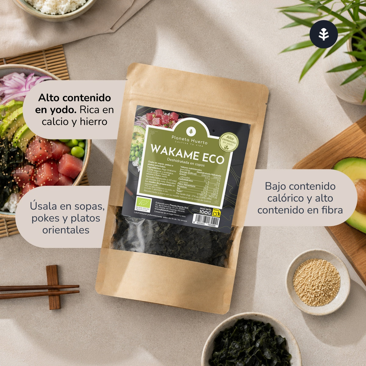Alga Wakame copos ECO Planeta Huerto 100 g