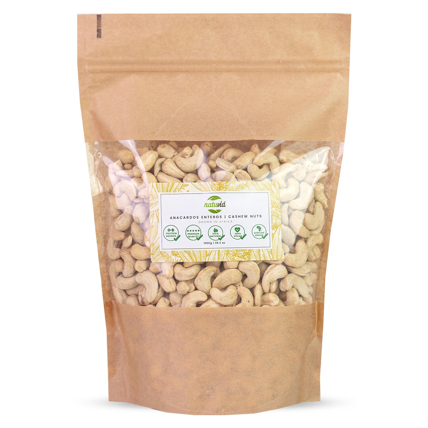 Anacardos Crudos Naturales Natuvid | 1 kg | PREMIUM | Sin tostar y sin sal | 100 % Naturales | Origen Africano | Vegano_0