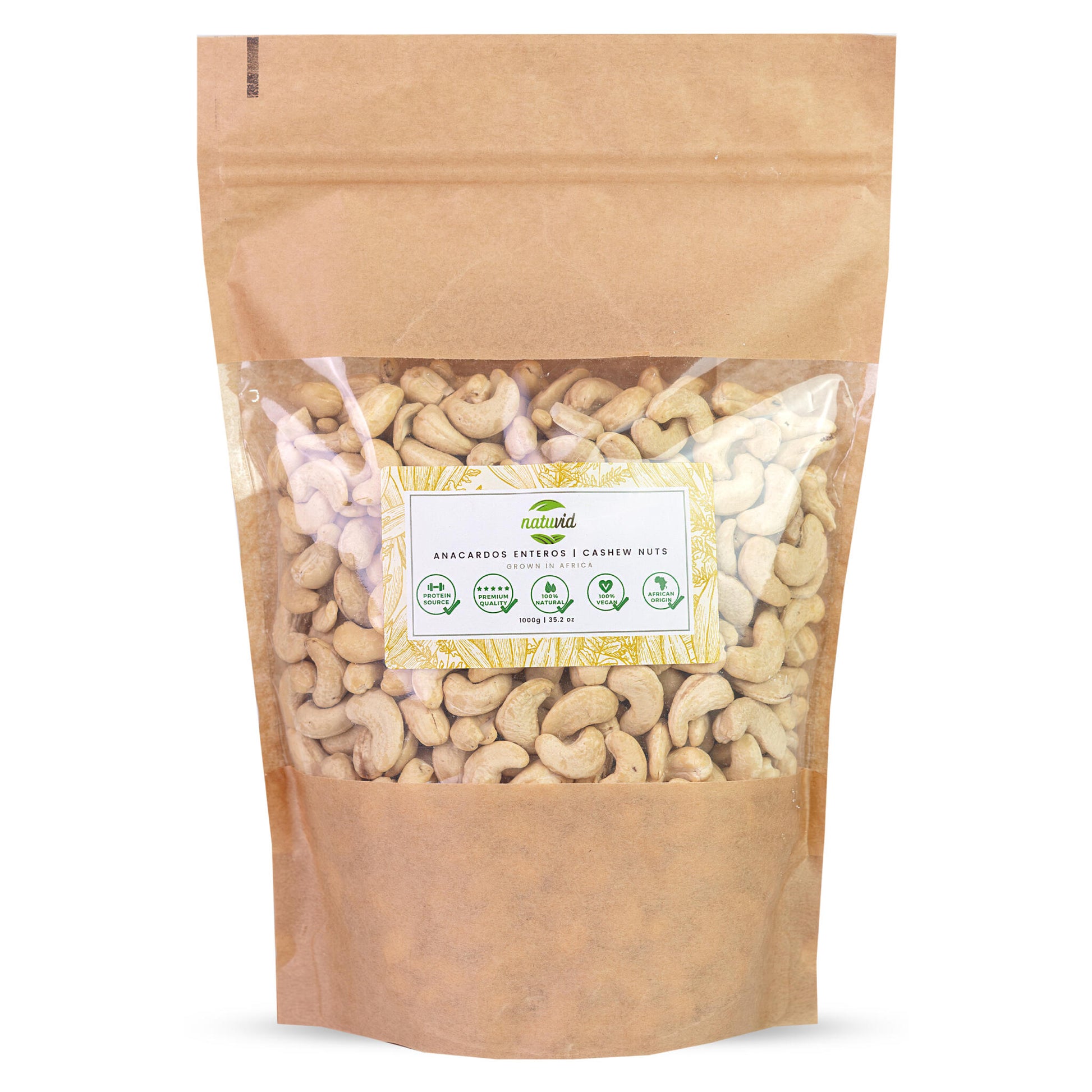 Anacardos Crudos Naturales Natuvid | 1 kg | PREMIUM | Sin tostar y sin sal | 100 % Naturales | Origen Africano | Vegano_0