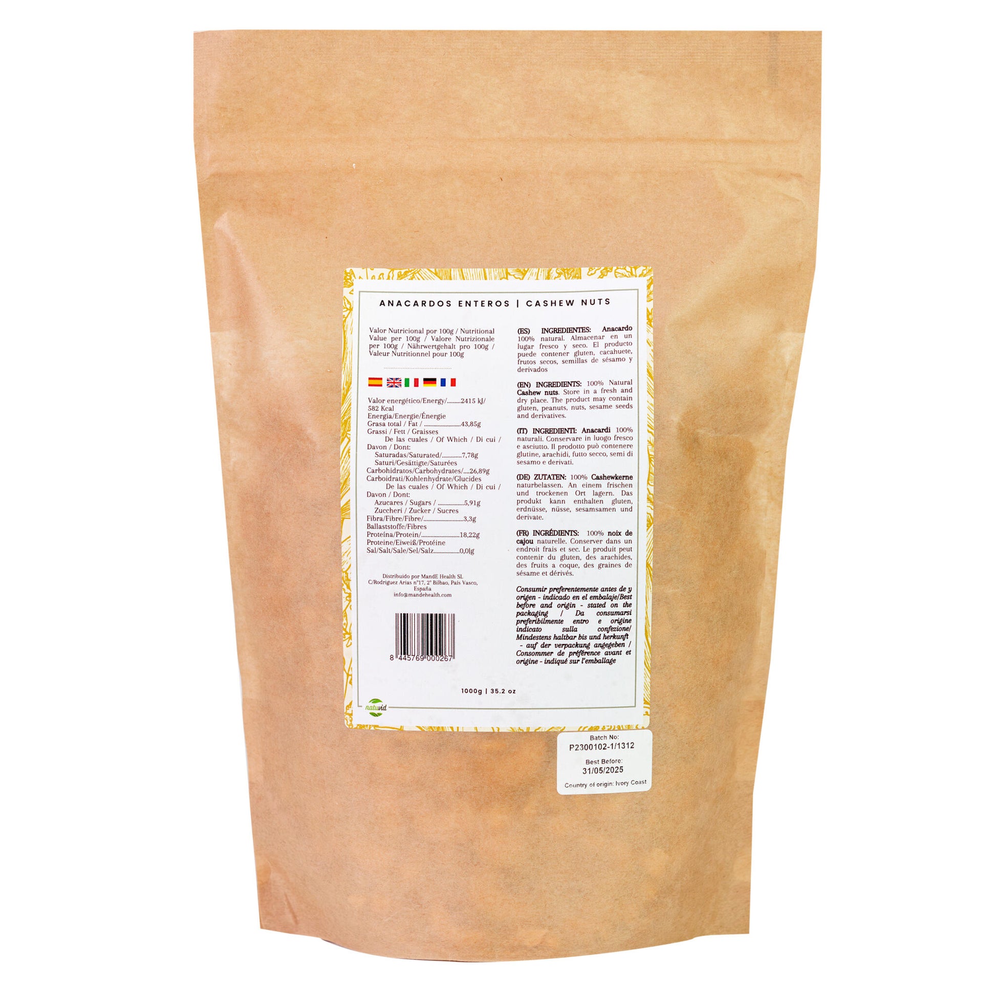 Anacardos Crudos Naturales Natuvid | 1 kg | PREMIUM | Sin tostar y sin sal | 100 % Naturales | Origen Africano | Vegano_1