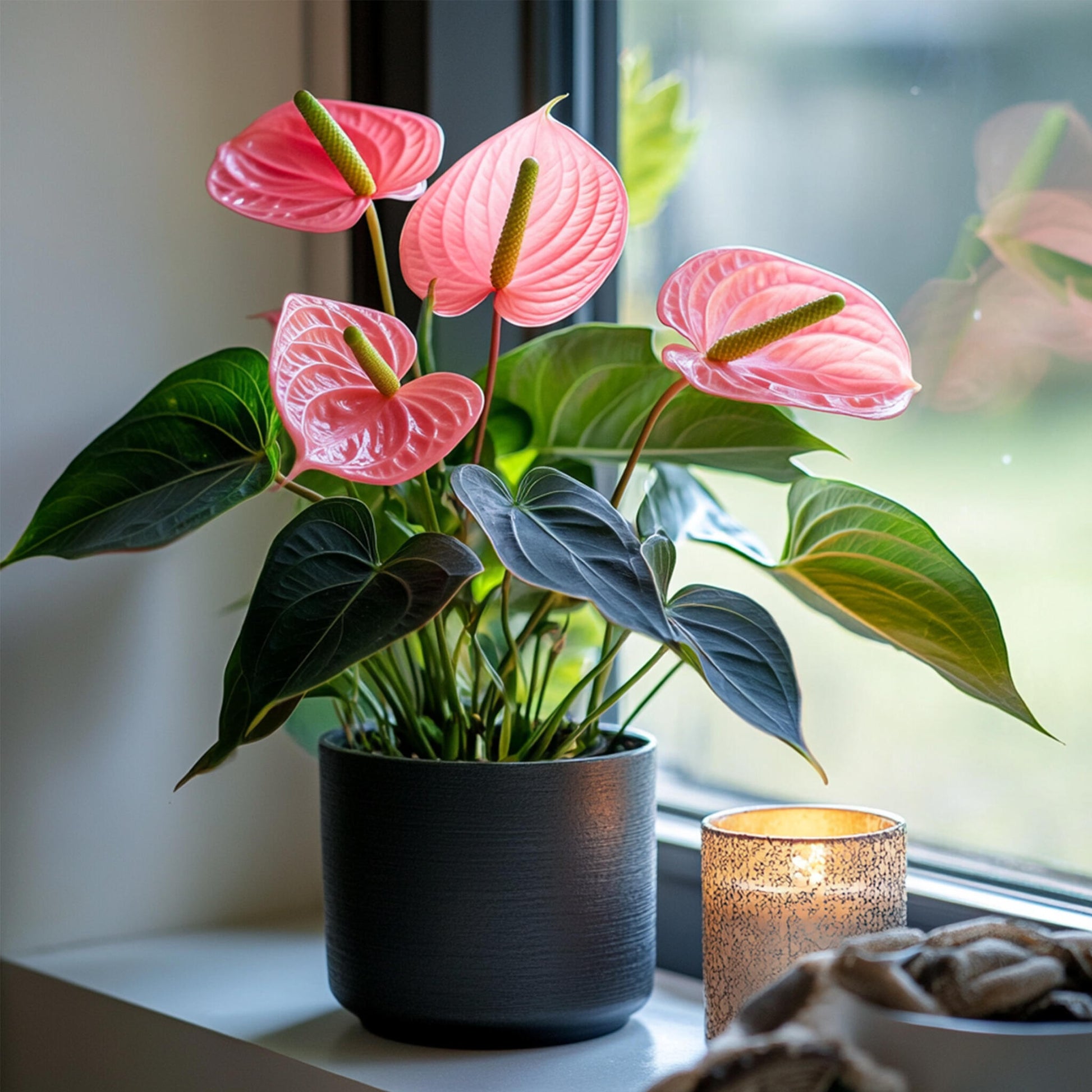 Anturio - Anthurium 'maine Pink' - Incluye Cesta - Altura 55-70cm - Ø17cm_4