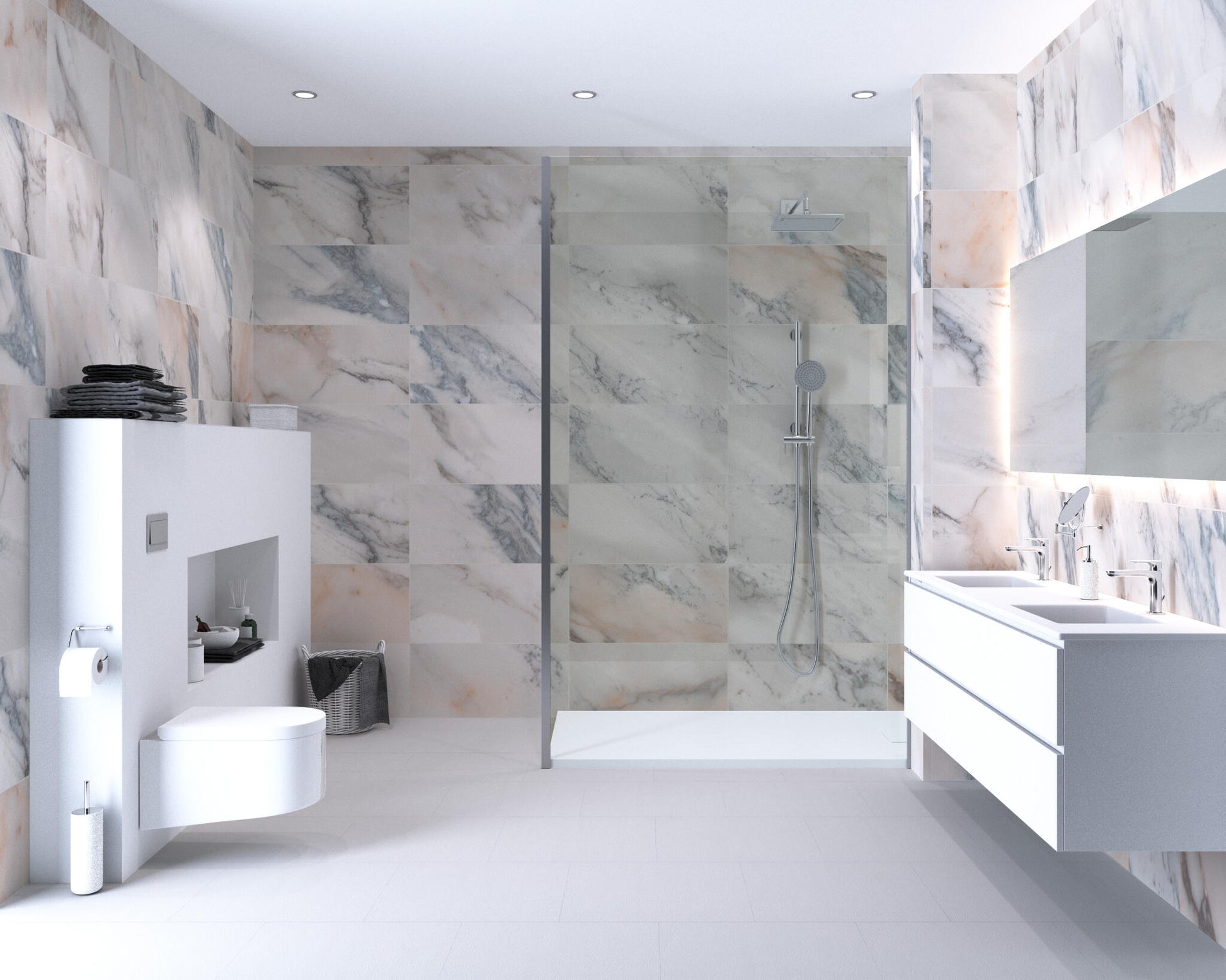 Aqua-step- All In One - Paneles De Pared A Prueba De Agua Y Panel De Sueloe  - Marmo Lumina - 6 Paneles (2,34m²)_1