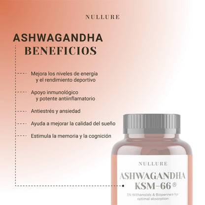 Ashwagandha orgánica ksm-66 + bioperine nullure – antiestrés, energía y equilibrio emocional (120 cápsulas)_1