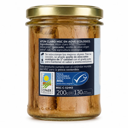 Atún claro MSC en aceite de oliva virgen extra ECO Planeta Huerto 200 g