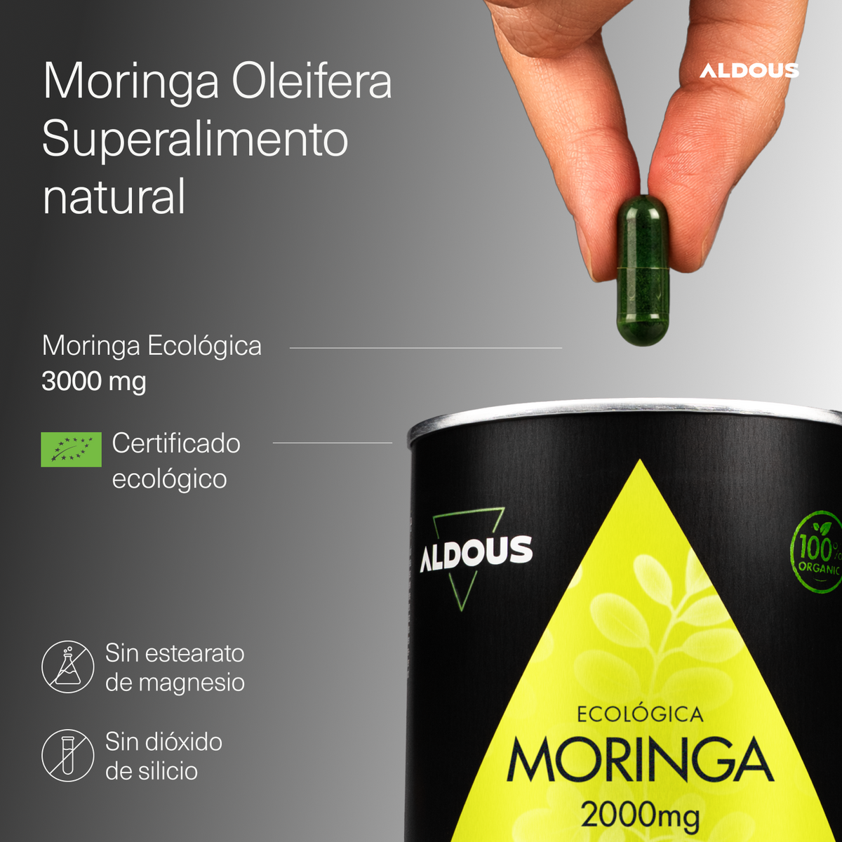 Moringa Bio 2000 mg 300 Cápsulas Aldous Bio
