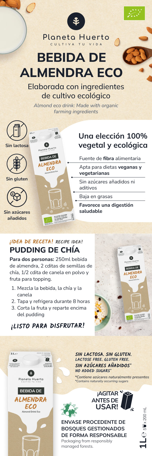 Bebida de Almendra Eco Planeta Huerto 1L