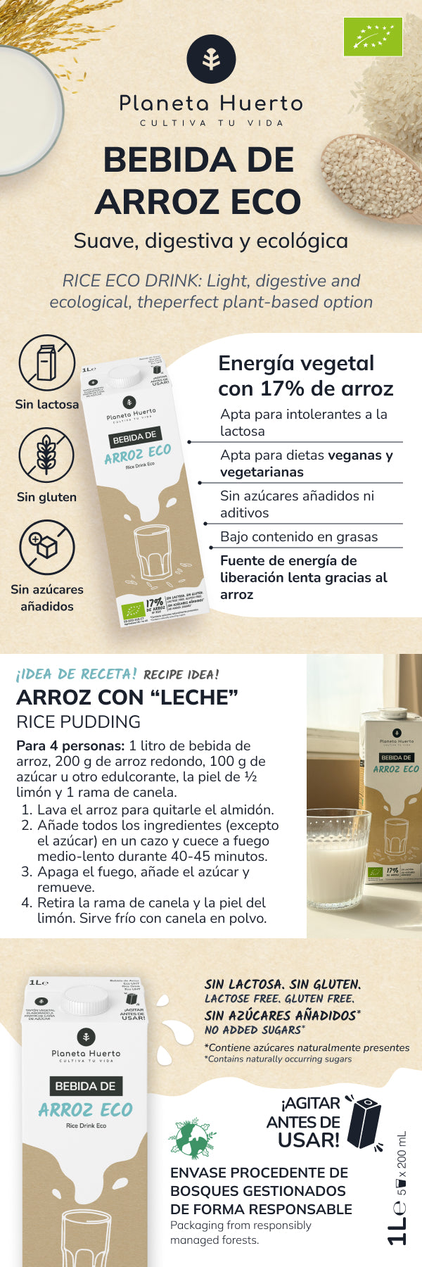 Bebida de Arroz Eco Planeta Huerto 1L