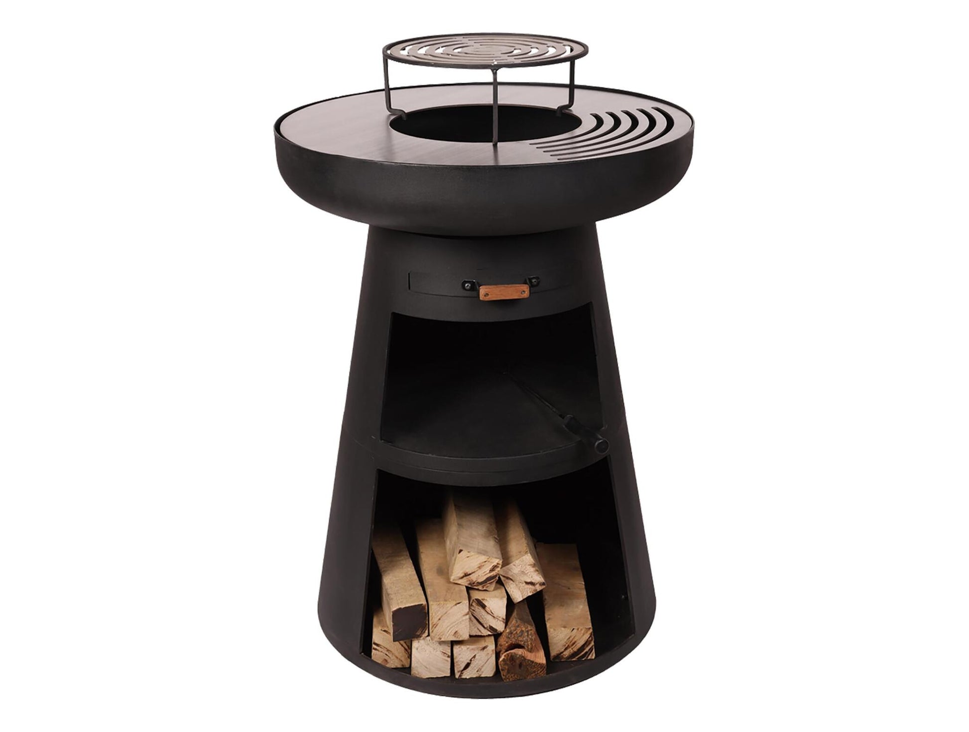 Barbacoa Redonda Con Plancha Y Grill En Acero Color Negro Efp55rb Purline_0