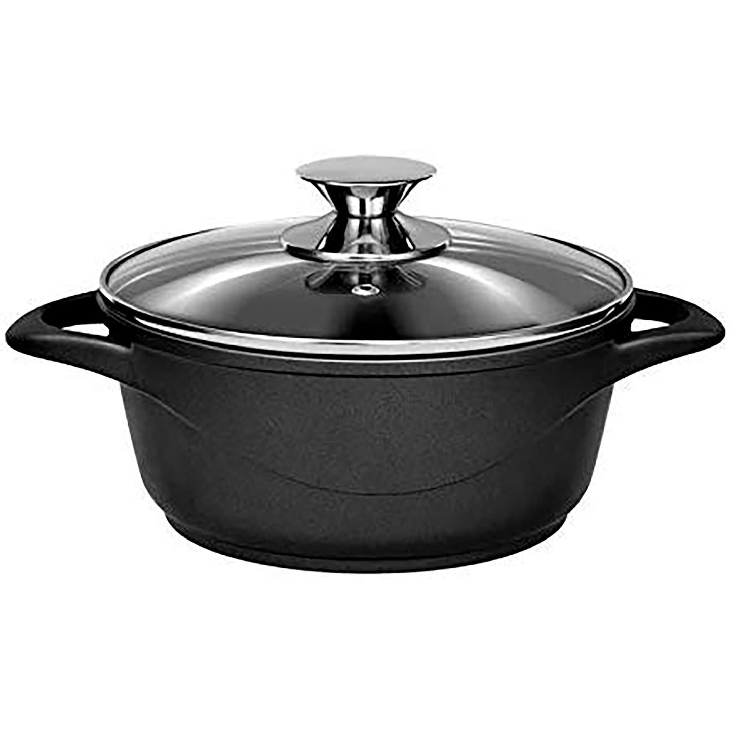 Batería De Cocina Inducción 6 Piezas Aluminio Fundido, 3 Ollas, Tapas De Vidrio Templado, Libre Pfoa Smile Mgk-18 Negro_1