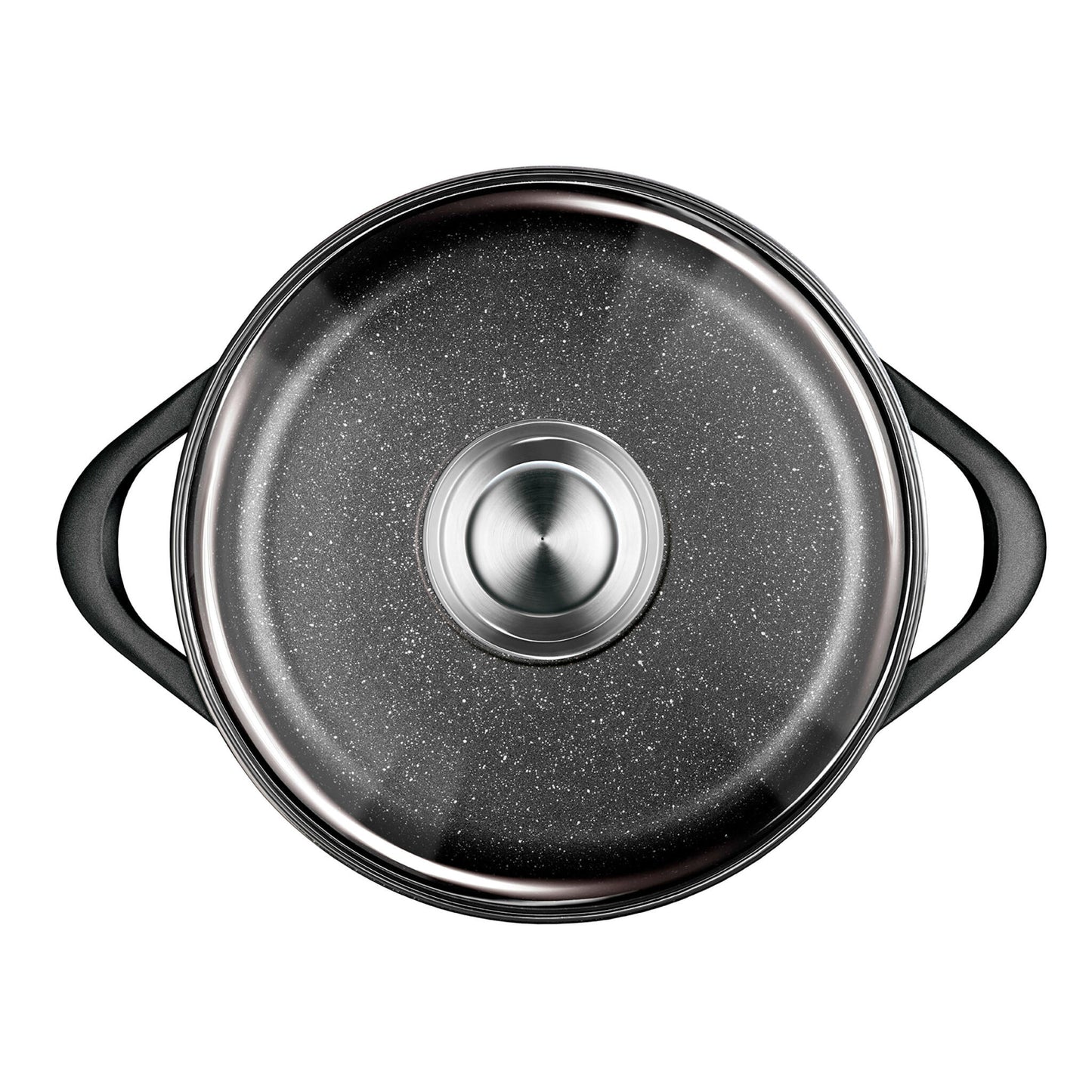 Batería De Cocina Inducción 6 Piezas Aluminio Fundido, 3 Ollas, Tapas De Vidrio Templado, Libre Pfoa Smile Mgk-18 Negro_2