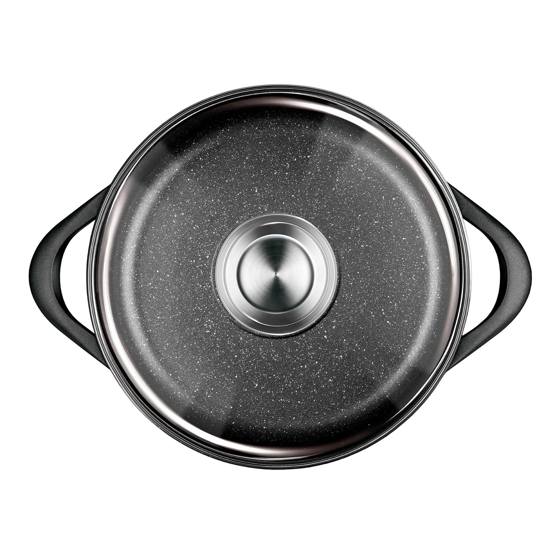 Batería De Cocina Inducción 6 Piezas Aluminio Fundido, 3 Ollas, Tapas De Vidrio Templado, Libre Pfoa Smile Mgk-18 Negro_2