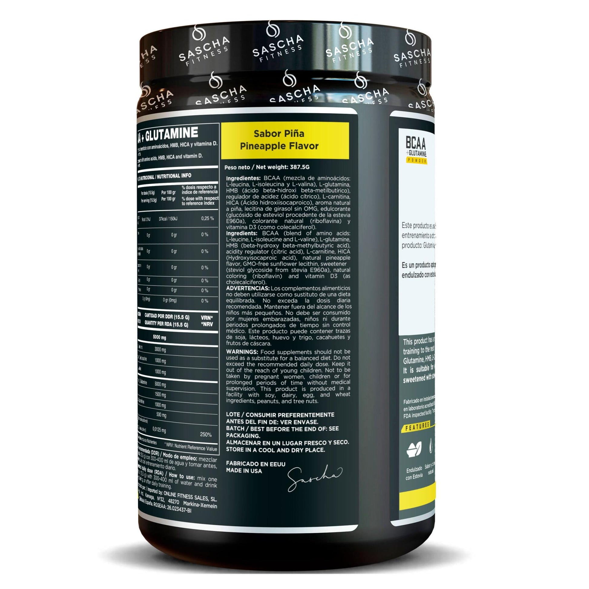 Bcaa + Glutamina Sabor Piña - Sascha Fitness España_3