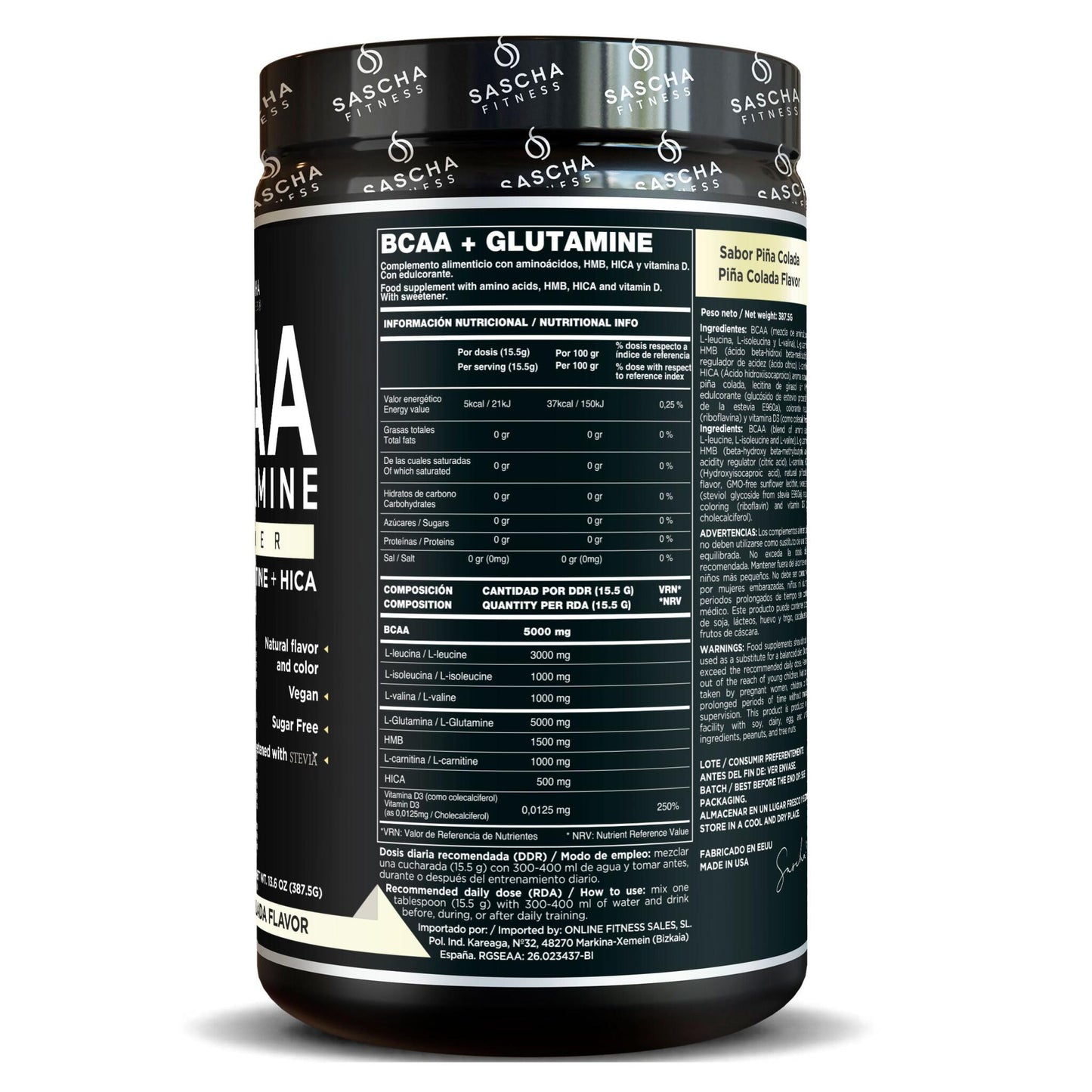 Bcaa + Glutamina Sabor Piña Colada - Sascha Fitness España_1