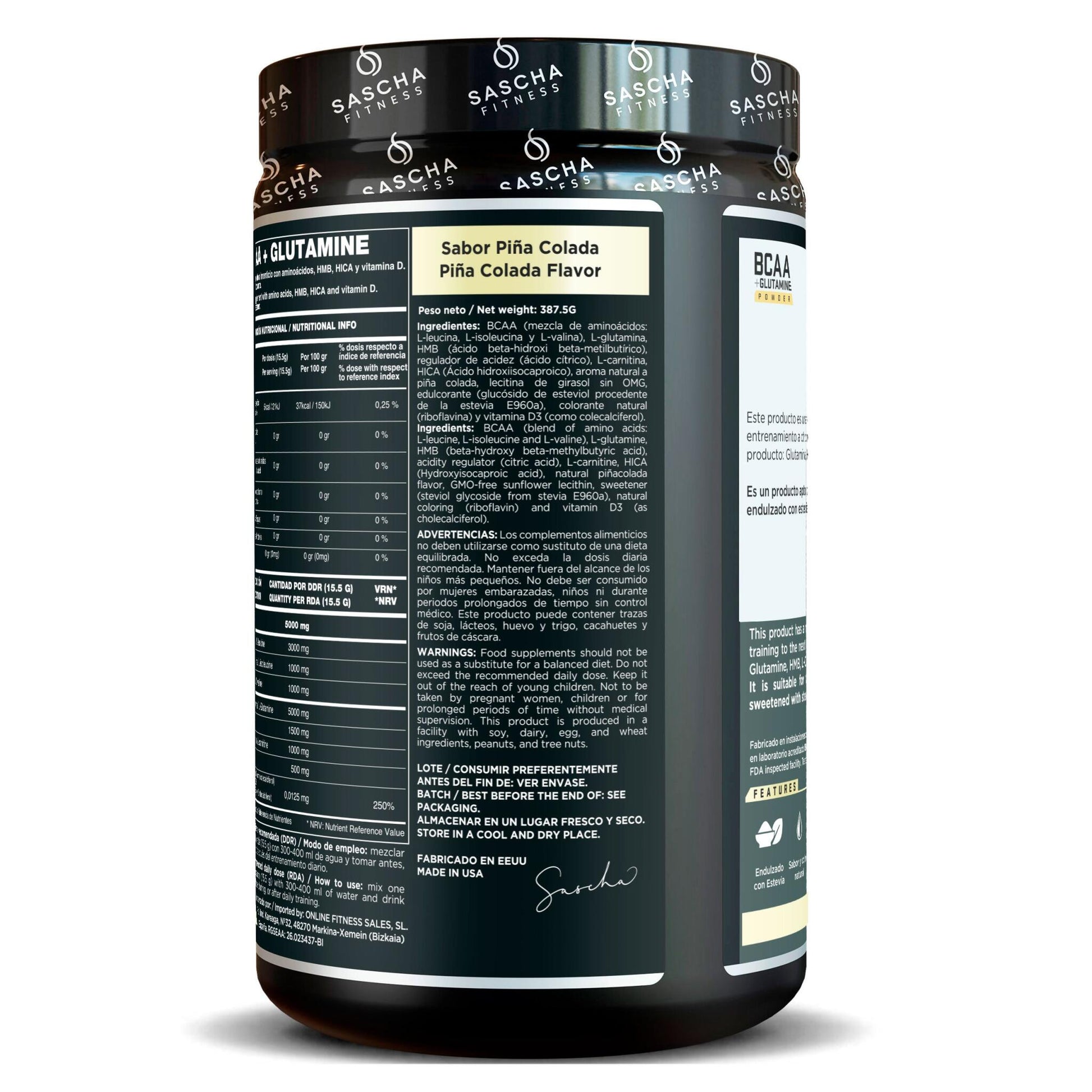 Bcaa + Glutamina Sabor Piña Colada - Sascha Fitness España_3