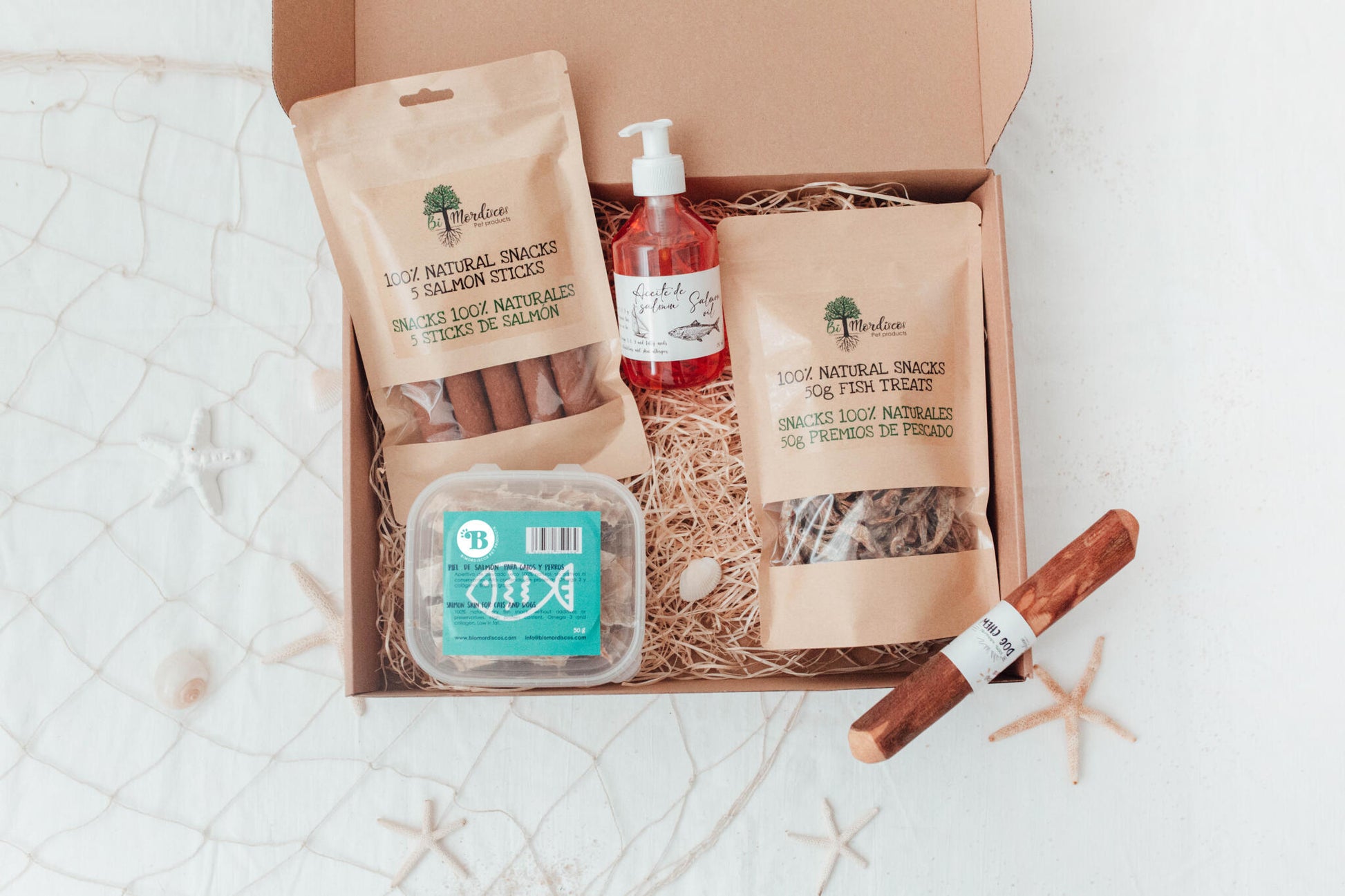 Bimorbox Gold Ocean · Pack Snacks Y Productos Marítimos Para Perros._0