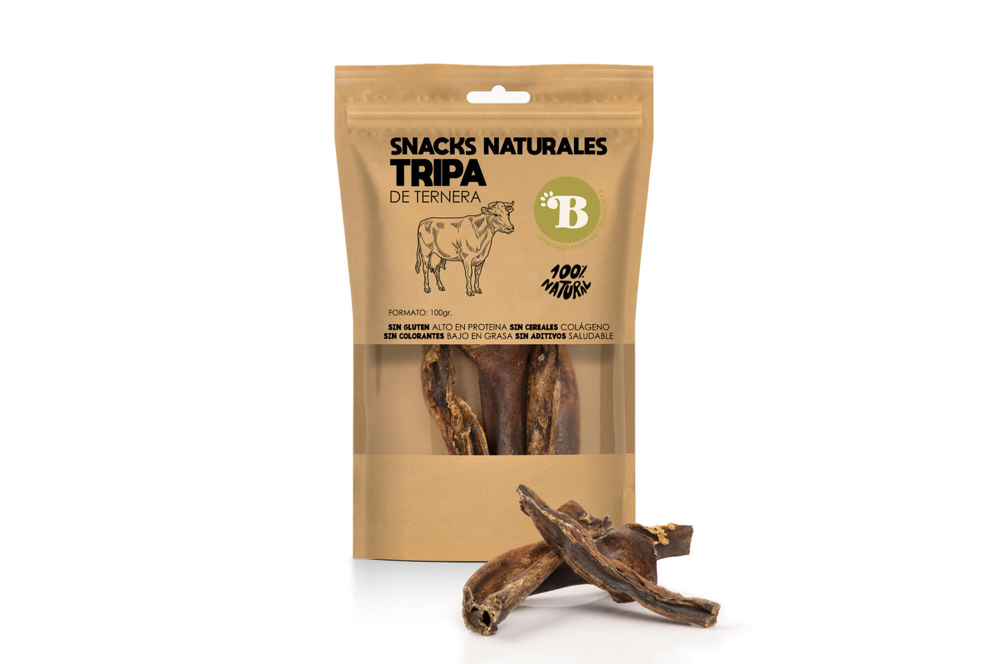 Bimordiscos Tripa Verde De Vaca Para Perros · 100g_0