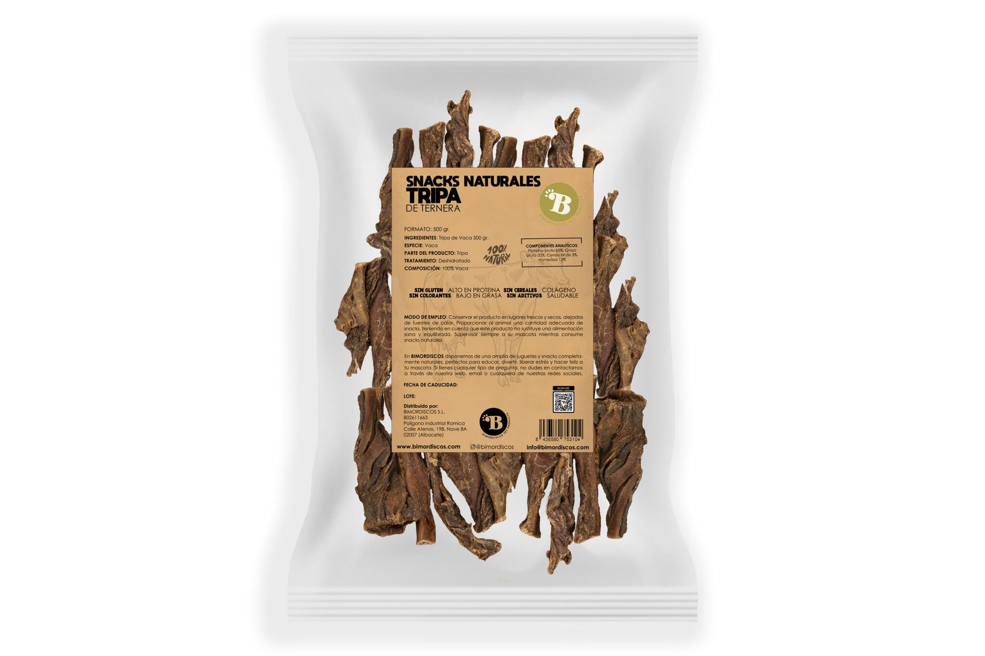Bimordiscos Tripa Verde De Vaca Para Perros · 500g. 500g_0