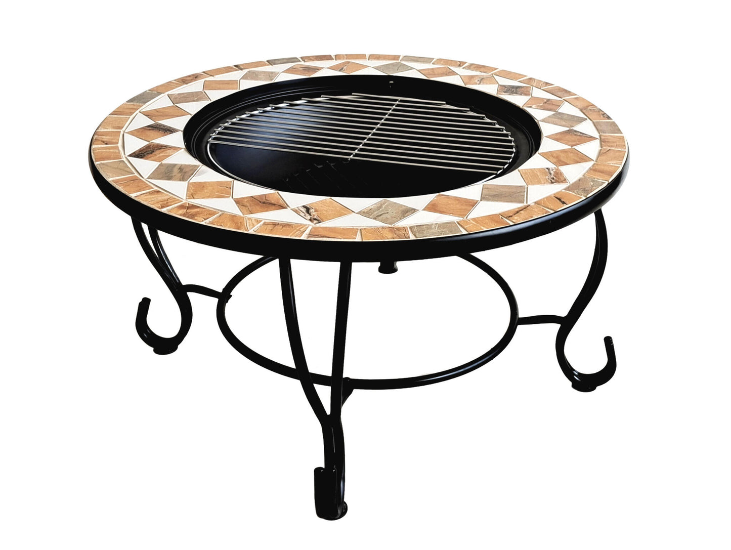 Brasero Exterior Circular En Cerámica Y Mármol Con Parrilla Efp54 Purline_2
