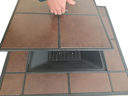 Brasero Exterior Rectangular En Cerámica Y Mármol Con Parrilla Efp53 Purline_4