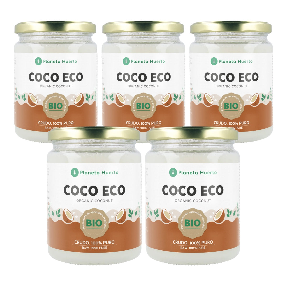 Pack 5x Aceite de coco ECO Planeta Huerto 430 ml