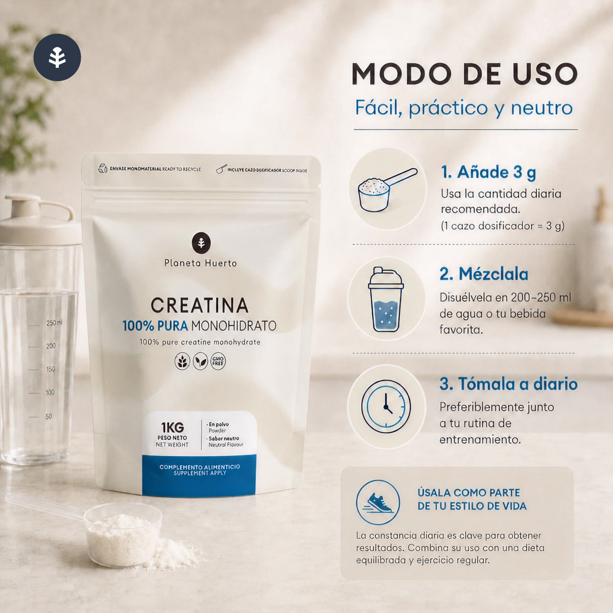 Creatina Monohidrato Planeta Huerto 1 kg