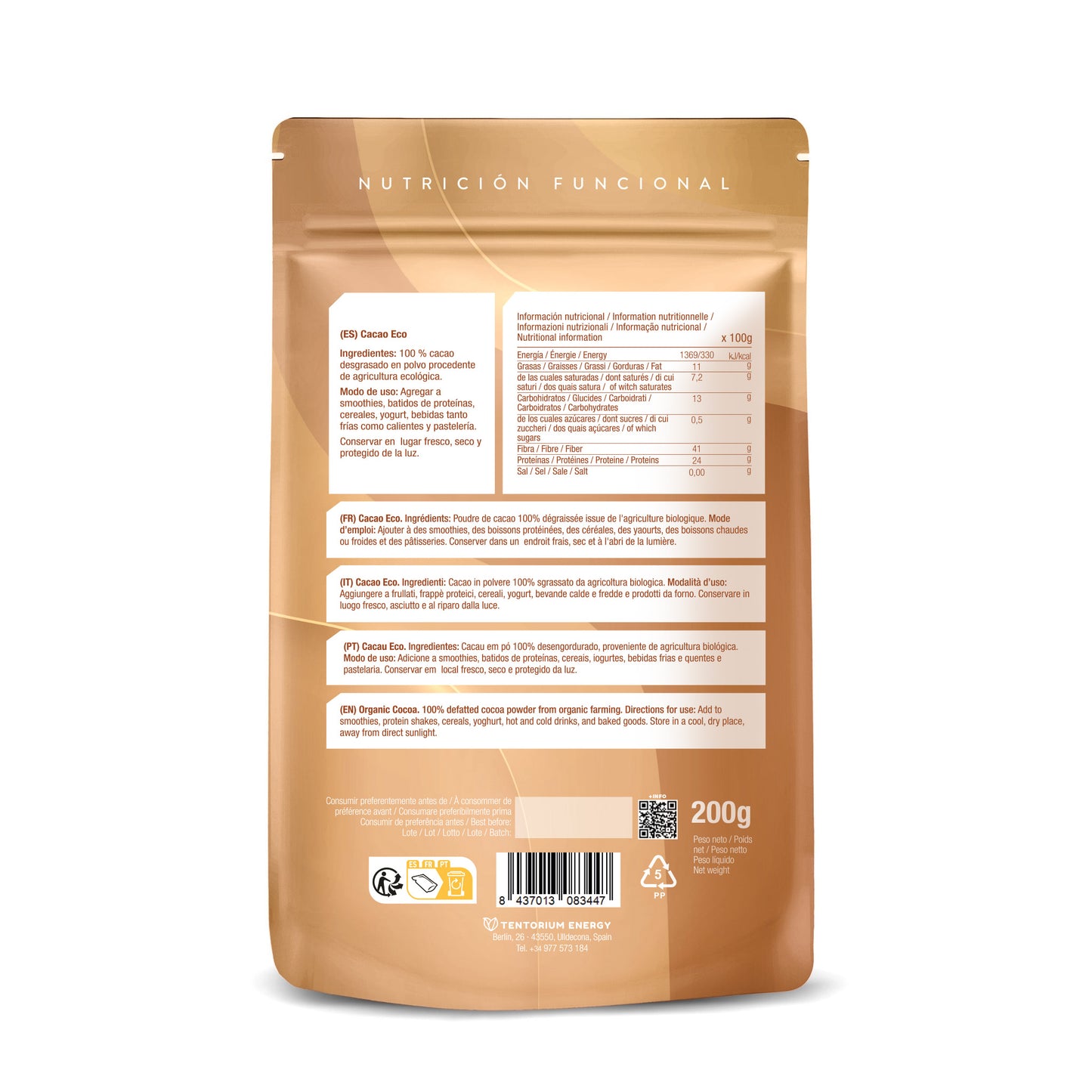 Cacao en polvo sin azúcar ECO Energy Feelings 200 g