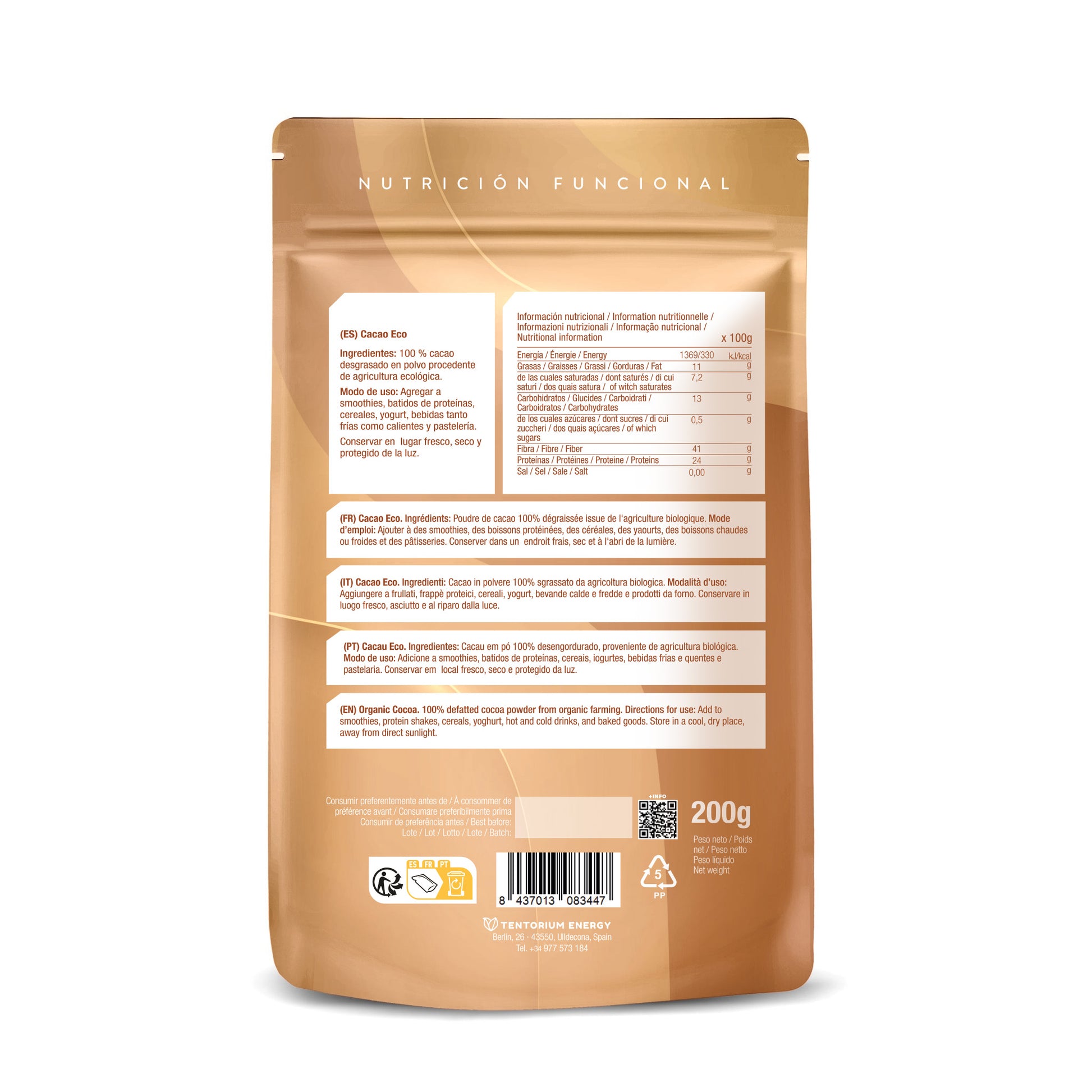 Cacao en polvo sin azúcar ECO Energy Feelings 200 g