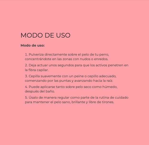 Spray desenredante para perros Masco Beauty 100 ml