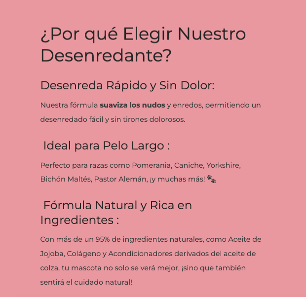 Spray desenredante para perros Masco Beauty 100 ml