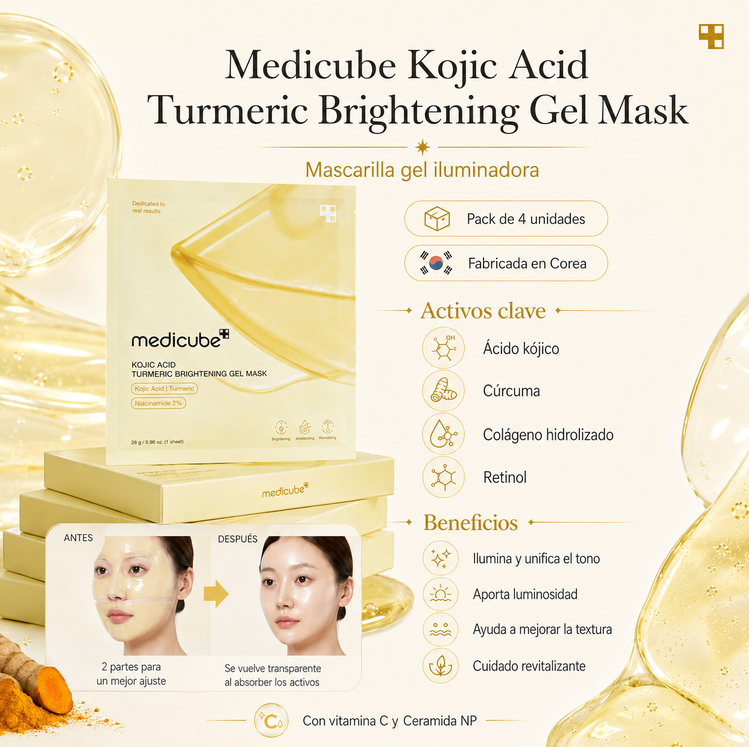 4x Mascarilla facial Kojic Acid Turmeric Brightening Gel Mask Medicube 28 g
