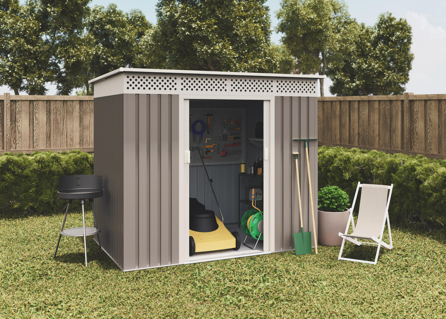 Caseta De Jardín Metálica Nykop 3,02m2 - 10 Años Garantía - 142 X 213 X 184 Cm. Cobertizo Jardin_3