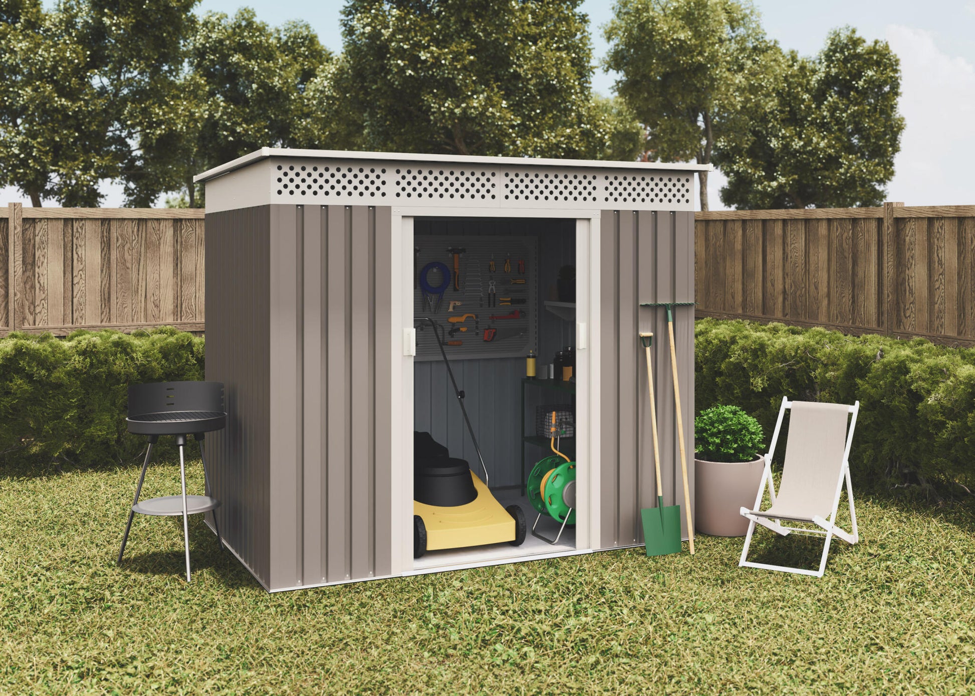 Caseta De Jardín Metálica Nykop 3,02m2 - 10 Años Garantía - 142 X 213 X 184 Cm. Cobertizo Jardin_3