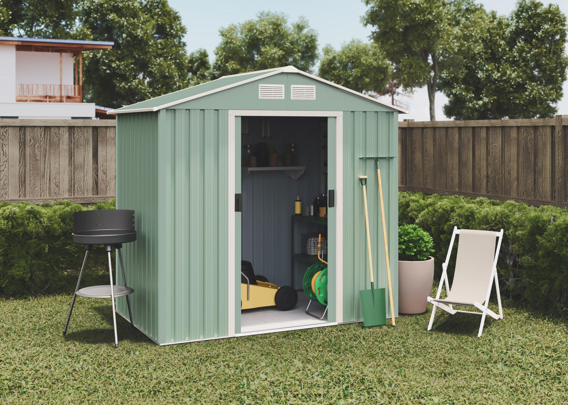 Caseta De Metal Wasabi Light Green Plus S 2,43 M2 - Garantía 10 Años - 121x201x190 Cm. Cobertizo Jardin_3