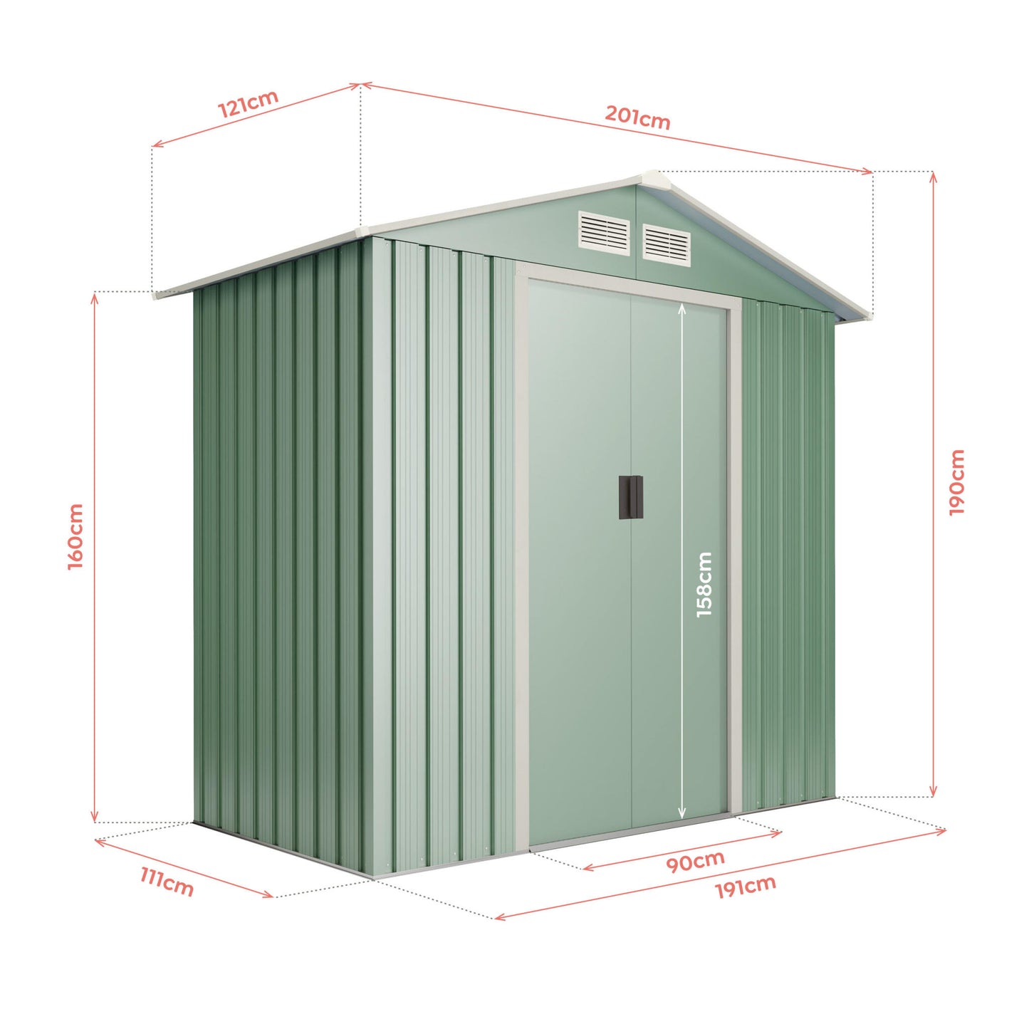Caseta De Metal Wasabi Light Green Plus S 2,43 M2 - Garantía 10 Años - 121x201x190 Cm. Cobertizo Jardin_1