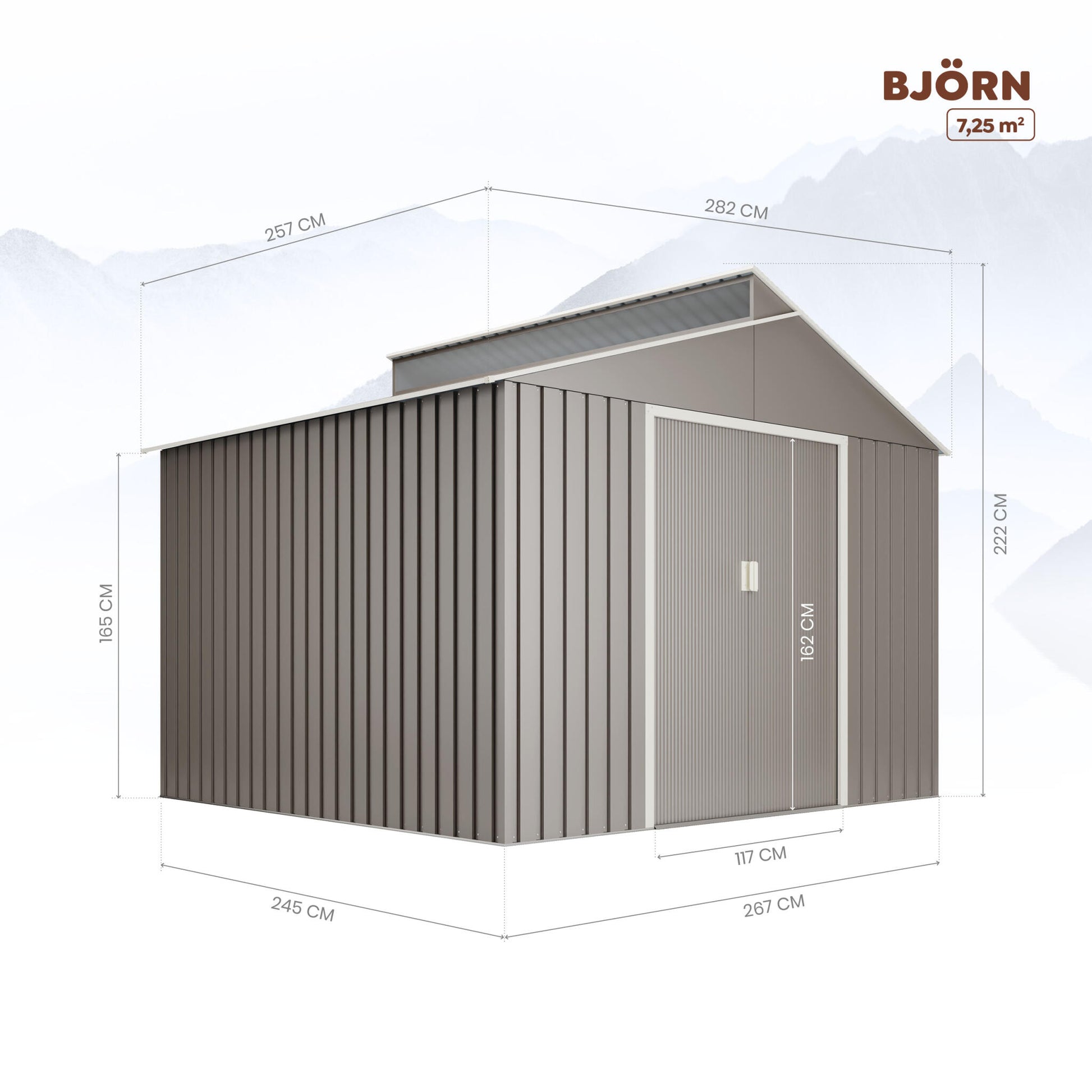 Caseta Metal Bjorn 7.25m2 - 10 Años De Garantía - 282x257x222cm. Cobertizo Jardin_1