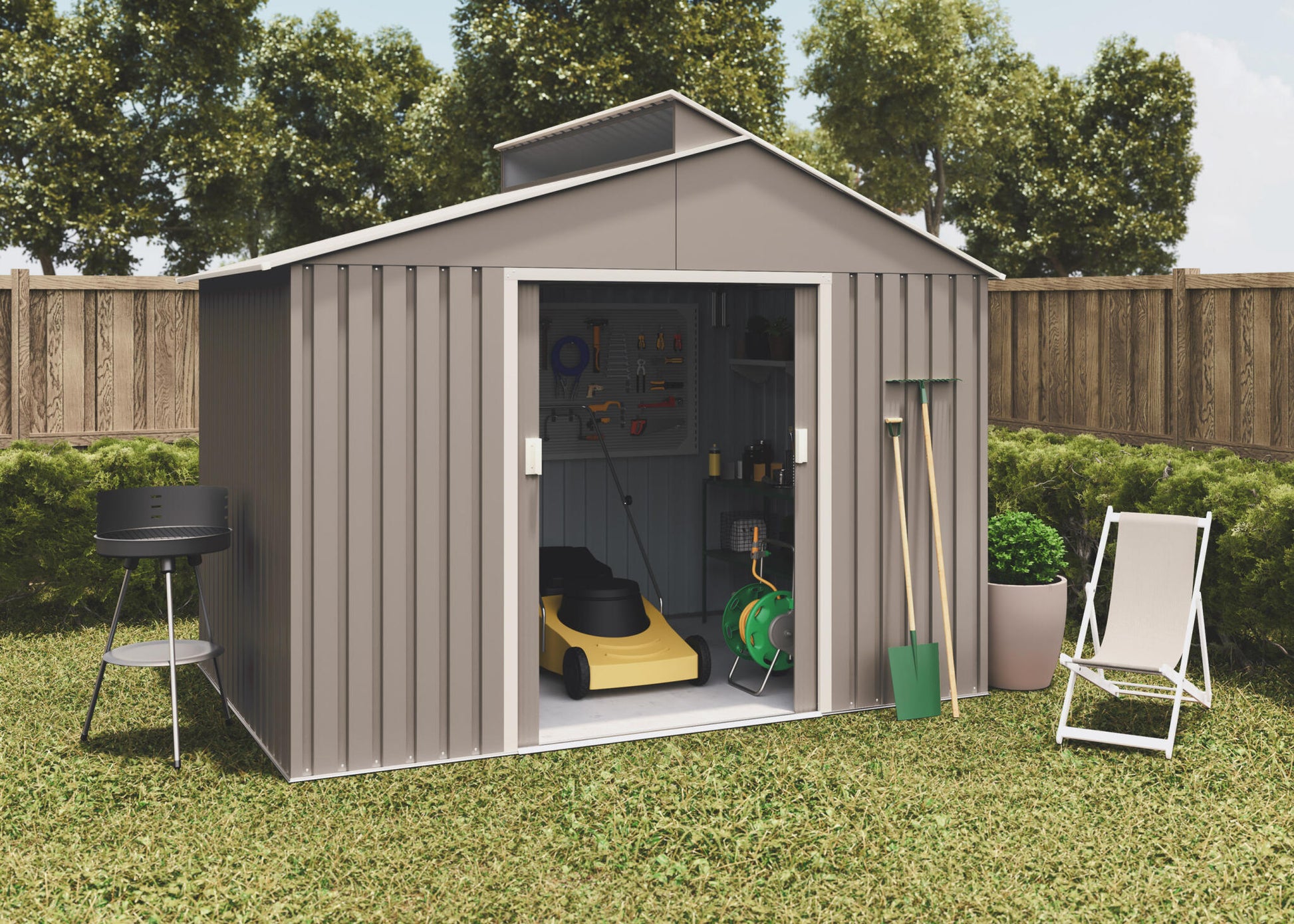 Caseta Metal Lattsta 5,44m2 - 10 Años De Garantía - 282x192x222cm. Cobertizo Jardin_3