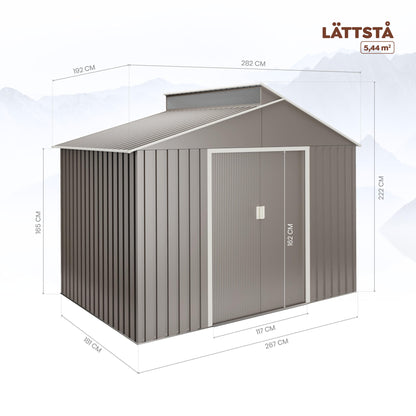 Caseta Metal Lattsta 5,44m2 - 10 Años De Garantía - 282x192x222cm. Cobertizo Jardin_1