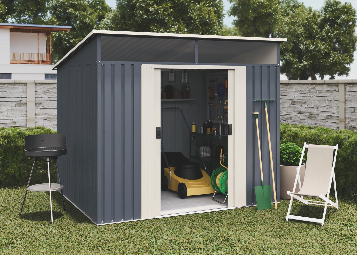 Caseta Metal Wasabi Stark 4,6m2 - 10 Años De Garantía - 194x239x203cm. Cobertizo Jardin_2