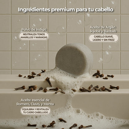 Champú Sólido Índigo Matizador – Antiamarillo Para Canas Y Pelo Rubio_3