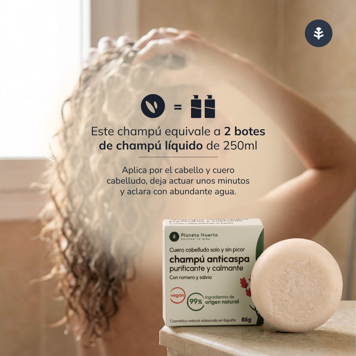 Champú sólido Anticaspa con Romero y Salvia Planeta Huerto 85 gr