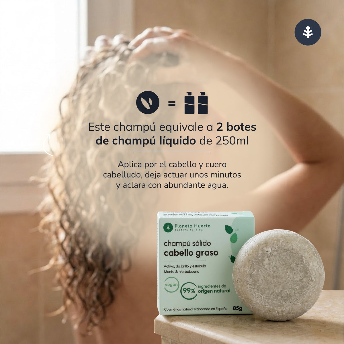 Champú sólido antigrasa Menta Planeta Huerto 85 gr