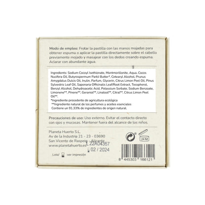 Champú sólido reparador coco y almendra Planeta Huerto 85 g