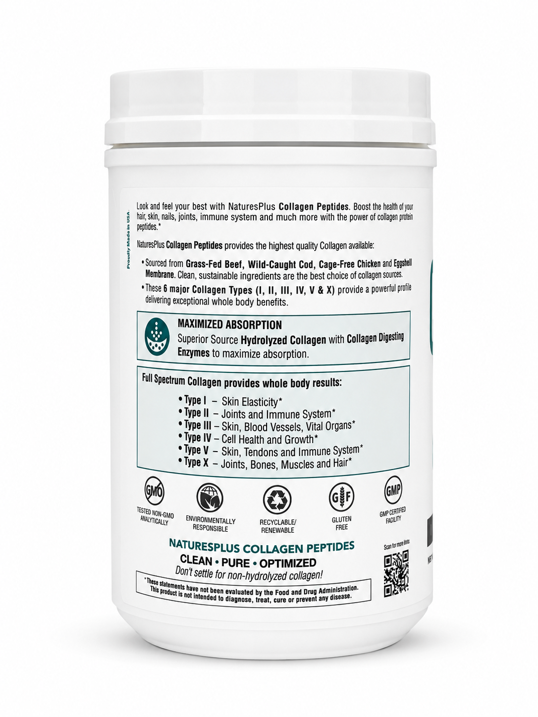 Collagen Peptides Nature's Plus 588 g