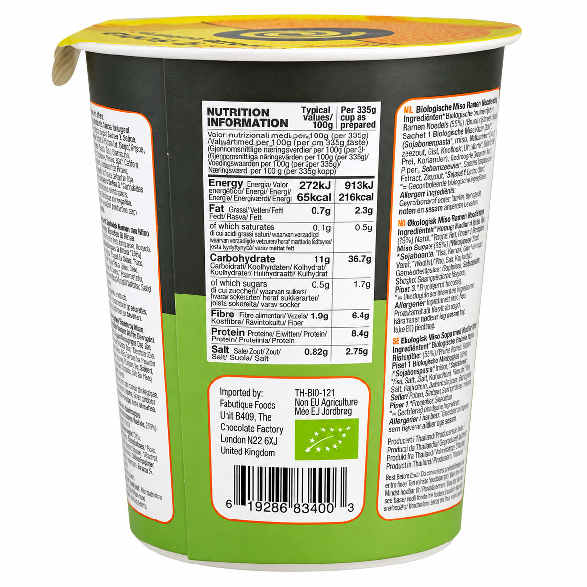 Vaso De Sopa Ramen De Miso Con Chili Sin Gluten Bio KING SOBA 85 g