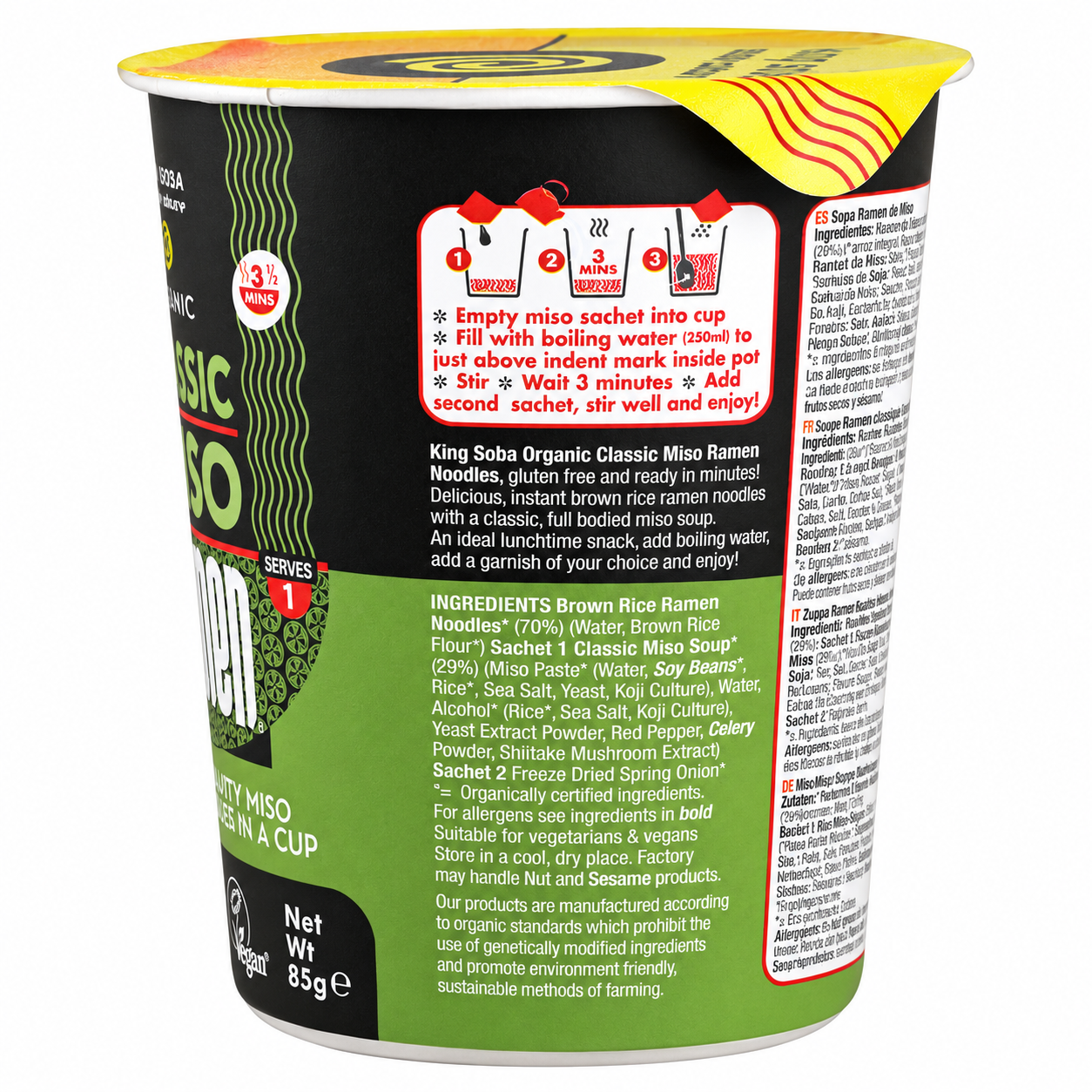 Vaso De Sopa Ramen De Miso Con Chili Sin Gluten Bio KING SOBA 85 g