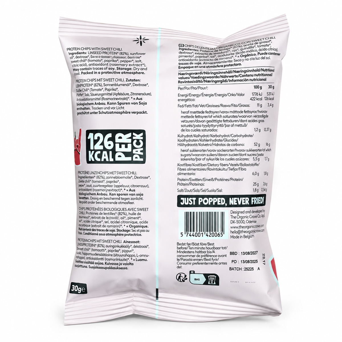 Chips Proteicos de Lentejas Sweet Chili The Organic Crave 30gr